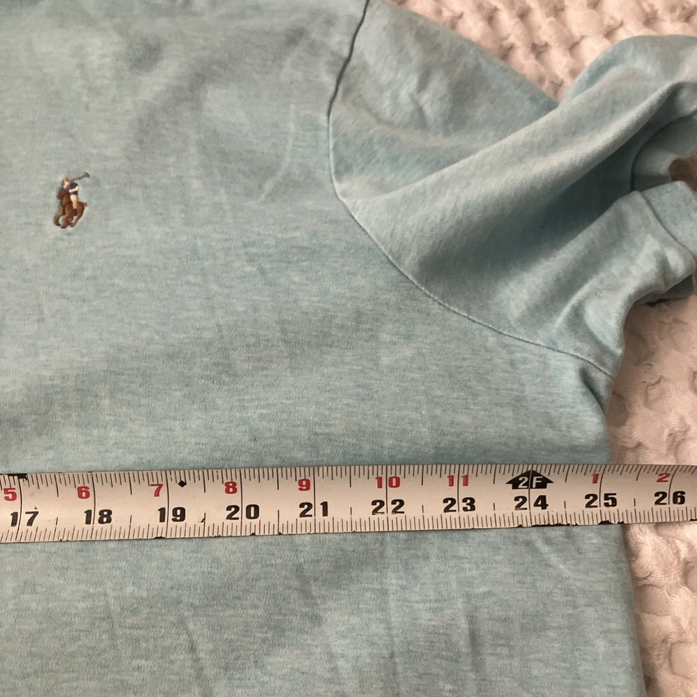 Polo Ralph Lauren Shirt Mens XL Blue Classic Fit Flesh‎ Pony Short Slv Tiny Hole - Picture 7 of 8